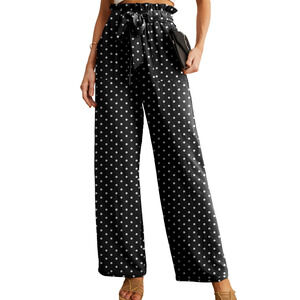 Women's High Waisted Polka Dot Flare Pants Coquette Preppy Y2K Size Large